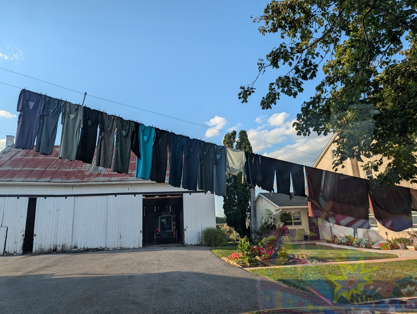 Lancaster County farm with laundry drying outdoors